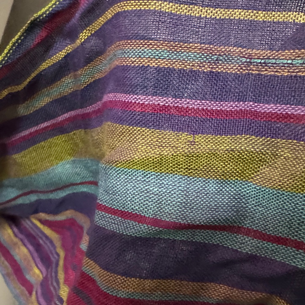 Striped Fringed Scarf-Bright Multi Color-Cotton Poly Blend-EUC - Picture 8 of 11